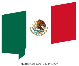 Mexico flag wave isolated on png or transparent background vector illustration.