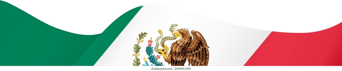 Mexico flag wave isolated on png or transparent background vector illustration.