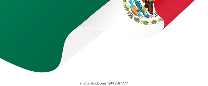 Mexico flag wave isolated on png or transparent background vector illustration.