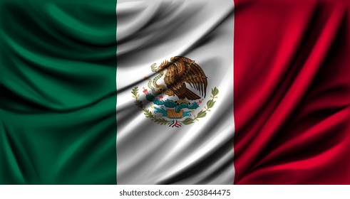 MEXICO Flag waving close up. Vector illustration.