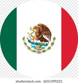 Sinalizador de forma de círculo arredondado plano do México com fundo png transparente.