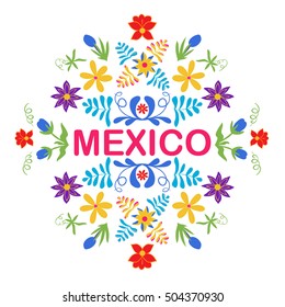 Mexico flowers, pattern and elements. Traditional Mexican background. Vector illustration