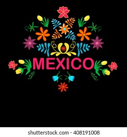 Mexico flowers, pattern and elements. Vector illustration