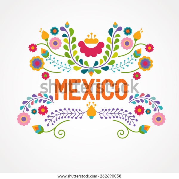 メキシコの花 柄 エレメント ベクターイラスト のベクター画像素材 ロイヤリティフリー