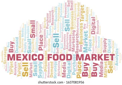 Mexico Food Market word cloud. Vector made with text only.