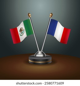 Mexico and France table flags relation with gradient backgrund