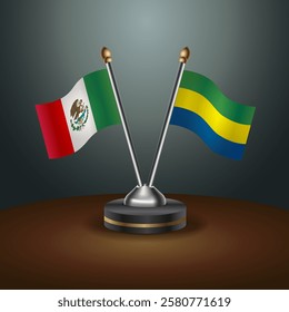 Mexico and Gabon table flags relation with gradient backgrund