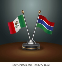 Mexico and Gambia table flags relation with gradient backgrund