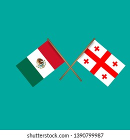 Mexico and Georgia crossed flags.Language learning or travel concept 