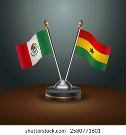 Mexico and Ghana table flags relation with gradient backgrund