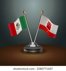 Mexico and Gibraltar table flags relation with gradient backgrund