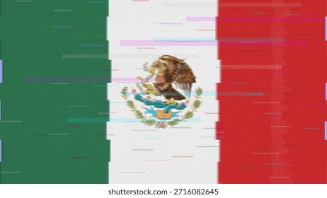 Vector Video de bandera de falla de México, distorsión dividida RGB, ilustración de marco abstracto digital