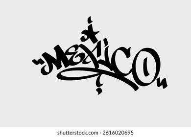 Mexico graffiti tag in bold street art style. Vector lettering on white background, great for urban culture designs, Latin themes, travel graphics, and digital artwork.