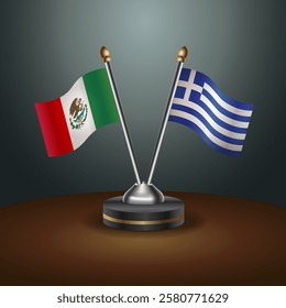 Mexico and Greece table flags relation with gradient backgrund