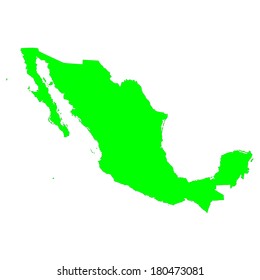 Mexico green vector map high detailed isolated on white background. Silhouette illustration.