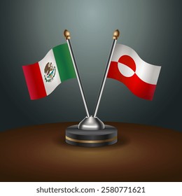 Mexico and Greenland table flags relation with gradient backgrund