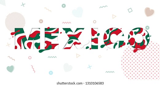 Mexico greeting card with paper cut.Vector decoration pattern of color multilayer numbers for celebration background