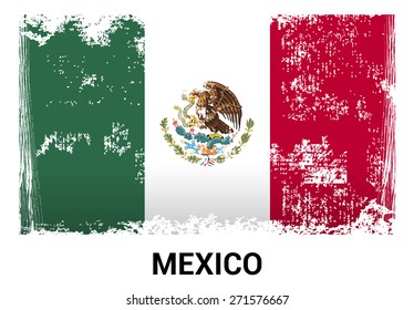 Mexico grunge flag isolated vector in official colors and Proportion Correctly. country's name label in bottom