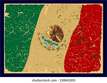 Mexico grunge flag, retro series. Vector.