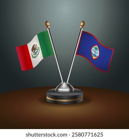 Mexico and Guam table flags relation with gradient backgrund