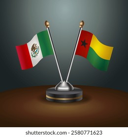 Mexico and Guinea Bissau table flags relation with gradient backgrund