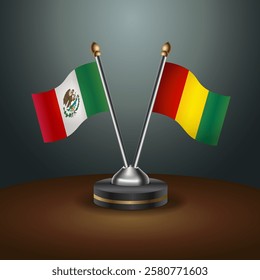 Mexico and Guinea table flags relation with gradient backgrund