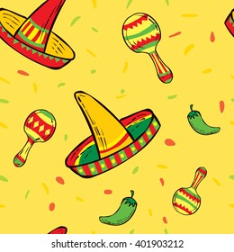 Mexico hand drawn seamless pattern