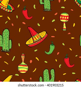 Mexico hand drawn seamless pattern
