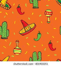 Mexico hand drawn seamless pattern