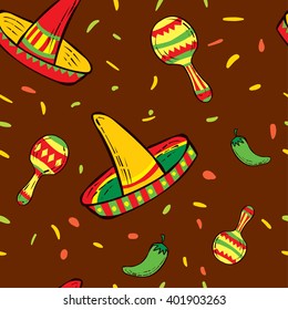 Mexico hand drawn seamless pattern