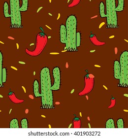 Mexico hand drawn seamless pattern
