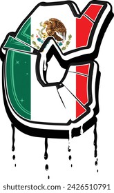 Plantilla de vector de graffiti de letras de mano de México