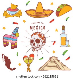 Mexico Hand-Drawn Icons set