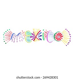 Mexico. Hand-drawn word. Real watercolor drawing.  Vector illustration. Traced lettering