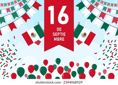 Cartel de bienvenida del Día de la Independencia de México Feliz Día de la Independencia. 16 de septiembre.