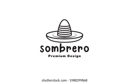 mexico hat sumbrero lines logo symbol vector icon illustration graphic design