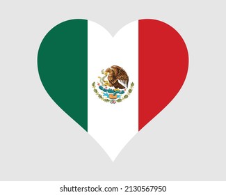 Bandera del Corazón de México. El Amor Mexicano Forma La Bandera Nacional Del País. Símbolo de la bandera de los Estados Unidos Mexicanos. Ilustración del vector EPS.