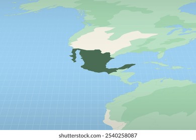 Mexico highlighted on a detailed map, geographic location of Mexico. Vector Map.