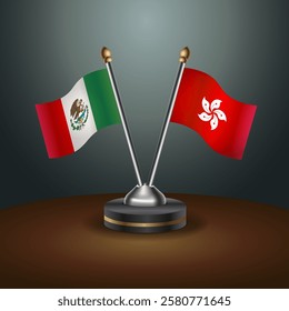 Mexico and Hong Kong table flags relation with gradient backgrund