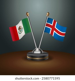 Mexico and Iceland, table flags relation with gradient backgrund