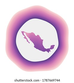 Mexico icon. Colorful gradient logo of the country. Purple and red Mexico rounded sign with map for your design. Vector illustration.