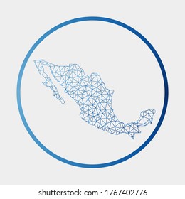 Mexico icon. Network map of the country. Round Mexico sign with gradient ring. Technology, internet, network, telecommunication concept. Vector illustration.