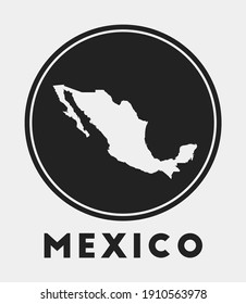 Mexico icon. Round logo with country map and title. Stylish Mexico badge with map. Vector illustration.