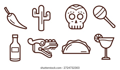 MÉXICO ICON SET ILUSTRACIÓN VECTORIAL