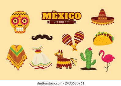 Mexico Iconic Illustration Vector Set