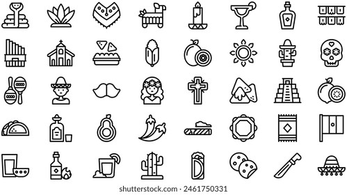 Mexico Icons collection is a vector illustration with editable stroke.