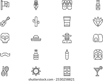 Mexico icons collection is a vector illustration with editable stroke.