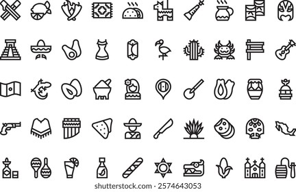 Mexico icons High-Quality Vector Icons Collection with Editable Stroke. Ideal for Professional and Creative Projects
