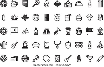 Mexico icons High-Quality Vector Icons Collection with Editable Stroke. Ideal for Professional and Creative Projects