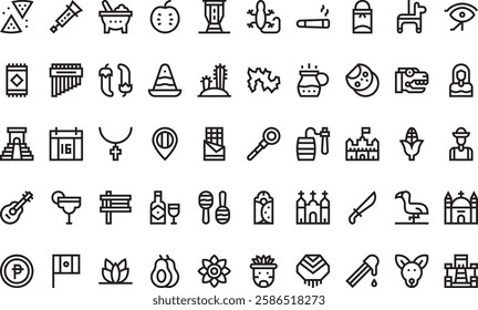 Mexico icons High-Quality Vector Icons Collection with Editable Stroke. Ideal for Professional and Creative Projects.